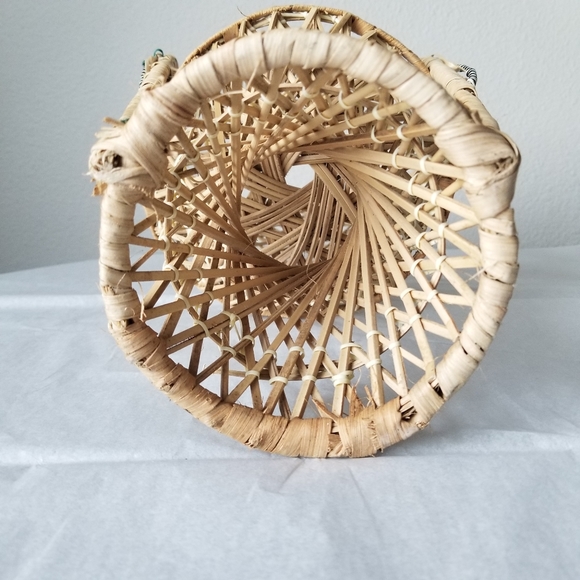 Vintage Rattan Peacock Wicker Plant Stand - Picture 6 of 7